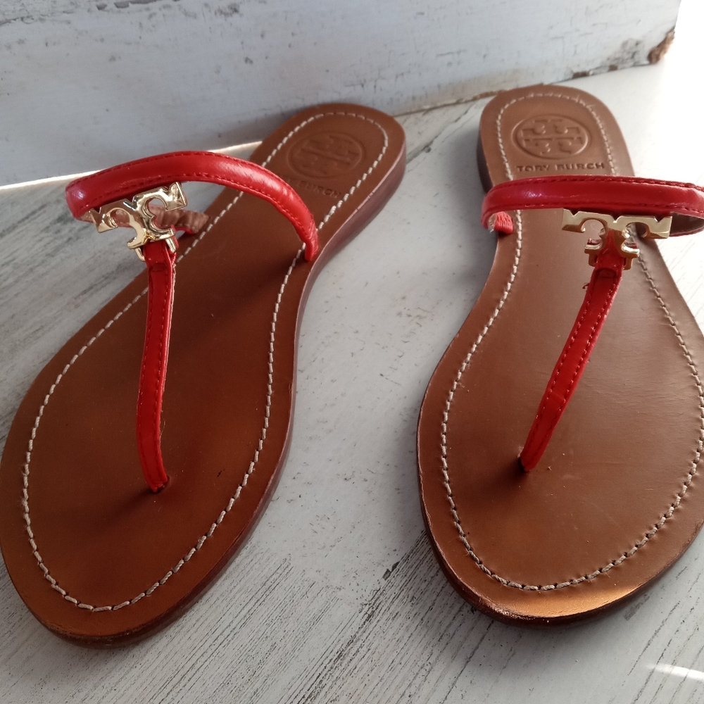 Tory Burch T Logo Thong Sandals Size 6M